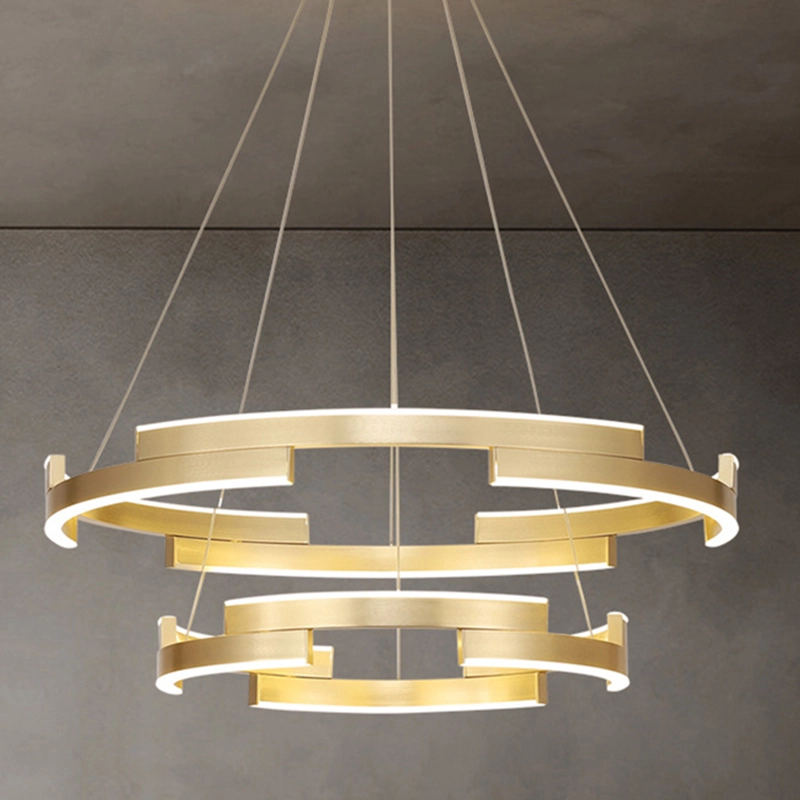 TOMAX 80CM/31INCH 3-Ring Modern Luxury Ceiling Light  Adjustable Dimmable Chandelier for Living Room  Dining Room