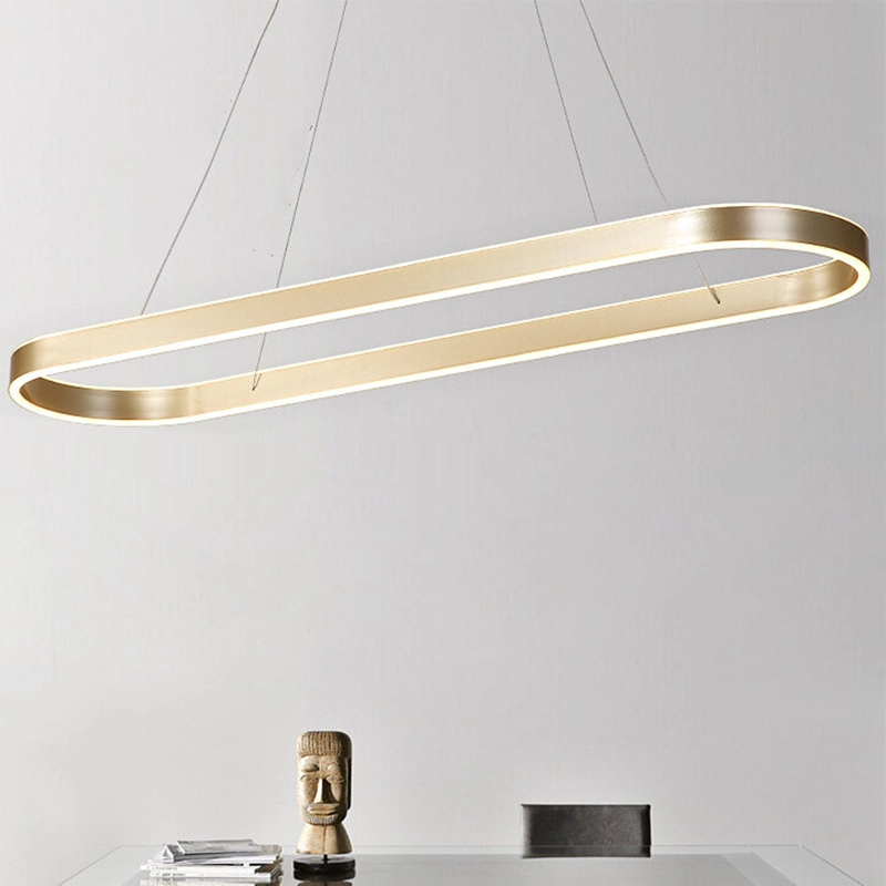 TOMAX 100CM/39INCH Remote Control Simple Modern Oval Living Room Gold LED Ceiling Lamp