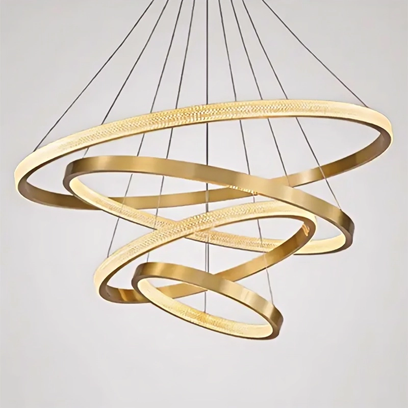 TOMAX 80CM/31INCH 4Rings Acrylic Chandelier Ceiling Light for Living Room Fount Mount Pendant Lights