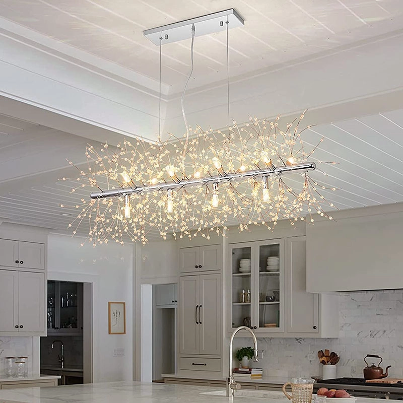 TOMAX 90CM/35INCH Unique Design Chandelier Metal Pendant Light Chrome Modern