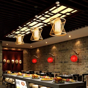 TOMAX 50CM/20INCH Industrial Bamboo Pendant Light Natural Weave Chandeliers