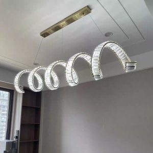 TOMAX 120CM/47INCH Modern Crystal Chandelier  Dimmable Luxury Lighting for Dining Room