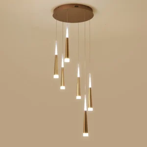 TOMAX  70CM/28INCH Modern polishing gold chandelier dimmable LED chandelier for staircase