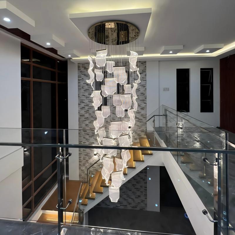 TOMAX 118CM/46INCH Modern minimalist dimmable LED chandelier villa staircase long chandelier