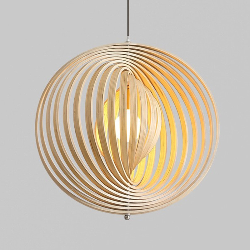 TOMAX 50CM/20INCH Nordic rotating bamboo ring chandelier minimalist style suitable for restaurant B&B bedroom
