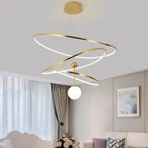 TOMAX 120CM/47INCH Polished gold led chandelier living room kichen island hanging lighting with white glass ball