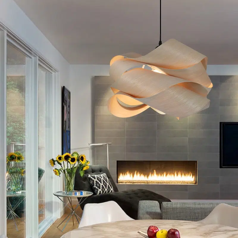 TOMAX 45CM/18INCH Wave Rattan Woven Pendant Light Shades Kitchen Island Handmade Hanging Lamp