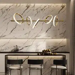 TOMAX 140CM/55INCH LED gold luxury island pendant lights chandelier dimmable with remote control 3000k-6000K