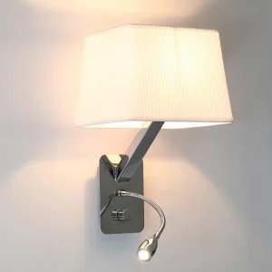 TOMAX 24CM/9INCH Black Wall Sconces with Fabric Shade  wall lighting with Switch led reading light