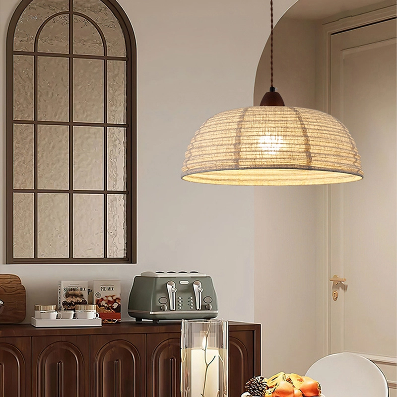 TOMAX  40CM/16INCH Vintage Retro Style Cotton hanging lighting Linen Bedside Lamp Kitchen island