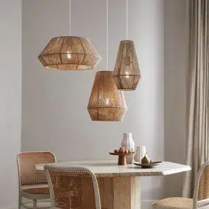 TOMAX 50CM/20INCH Farmhouse Kitchen Island Pendant Light Adjustable Handwoven Rattan Shade Lighting
