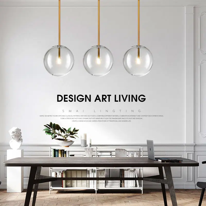 TOMAX 25CM/10INCH Single led glass shade hanging pendant lighting for kitchen island dining room