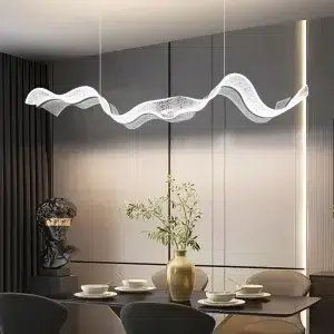 TOMAX 150CM/59INCH Led Ribbon Wave LED Large Chandelier Acrylic Living Room Kitchen Island