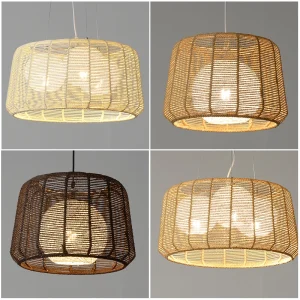 Tomax 58CM/23INCH Simple braided rope chandelier personalized restaurant balcony round lamp