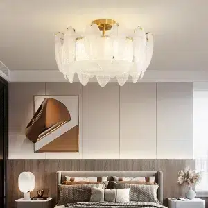 TOMAX 100CM/39INCH Modern light luxury feather ceiling lamp living room bedroom restaurant crystal lamp