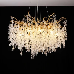 TOMAX 100CM/39INCH French light luxury crystal chandelier living room dining room bedroom villa duplex snowflake lamp