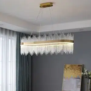TOMAX 100CM/39INCH Glass bar chandelier oval dining room hanging lighting for bedroom living room