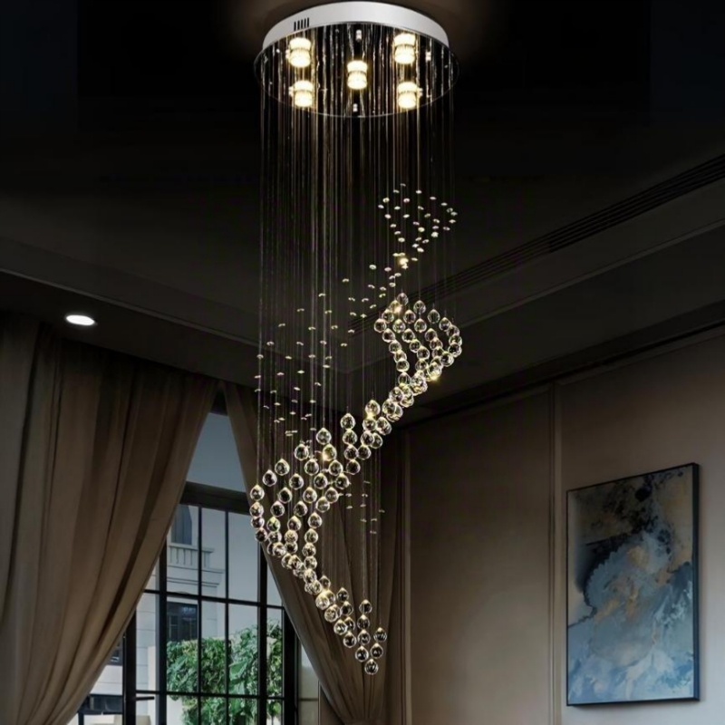 TOMAX 40CM/16INCH Modern LED crystal lamp spiral duplex staircase living room chandelier