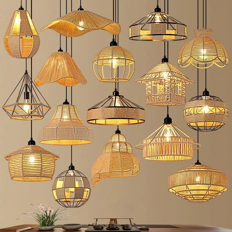 TOMAX 40CM/16INCH Retro style homestay restaurant, hemp rope chandelier