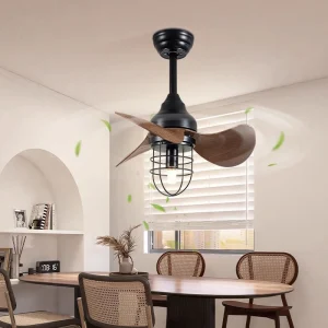 TOMAX 56CM/22INCH Frequency Conversion Ceiling Fan Lamp  High Wind Power Cooling &Lighting for Dining Living Rooms