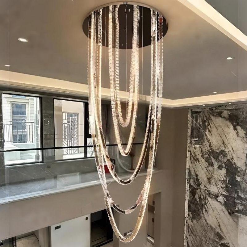 TOMAX 80CM/31INCH Crystal Luxury Chandelier Large Foyer Lighting For High Ceiling Staircase