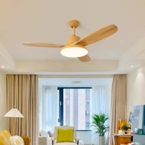 TOMAX 132CM/52INCH Nordic-Style Wood LED Fan Light  Quiet Minimalist for Home Restaurant