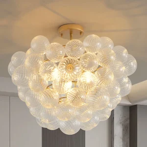 TOMAX 50CM/20INCH Luxury Bubble Ball Casual Flush Mount Ceiling Lights Gold Finish For Master Bedroom