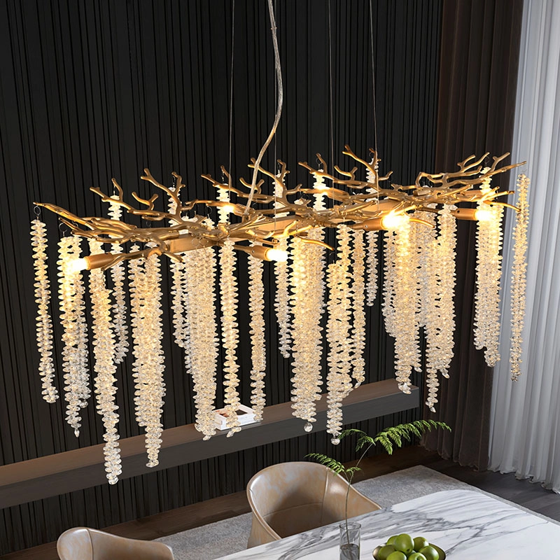 TOMAX 100CM/39INCH Luxury tree branch crystal raindrop chandelier suitable for restaurant living room