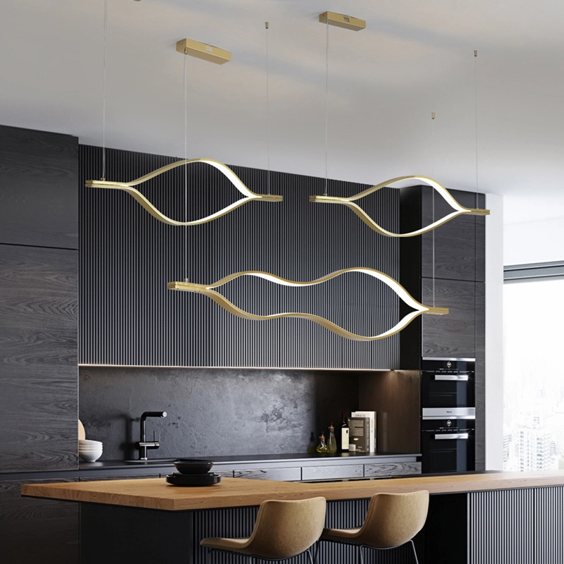 TOMAX 180CM/71INCH Modern Golden Wave Lines Minimalist Oversized Pendant lighting