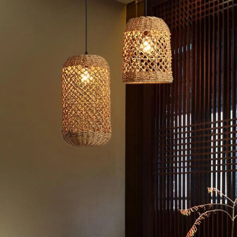 TOMAX 35CM/14INCH Creative bamboo and rattan woven lamps homestays restaurants coffee shops decorative LED lamps