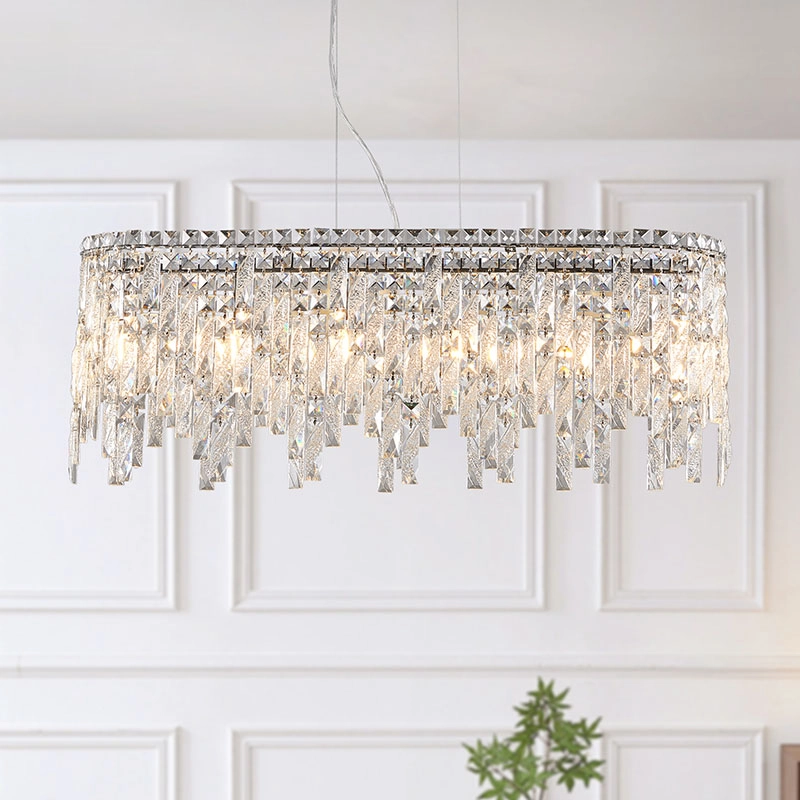 TOMAX 88CM/35INCH Light luxury rectangular crystal chandelier suitable for dining room and living room