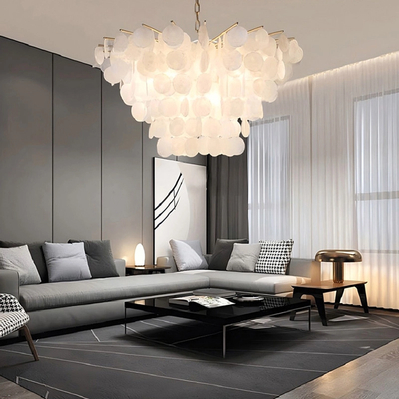 TOMAX 100CM/39INCH Nordic shell chandelier is suitable for dining room and living room