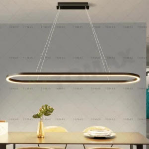TOMAX 120CM/47INCH Oval Shade Black Pendant Lamp with Aluminum Restaurants and Offices