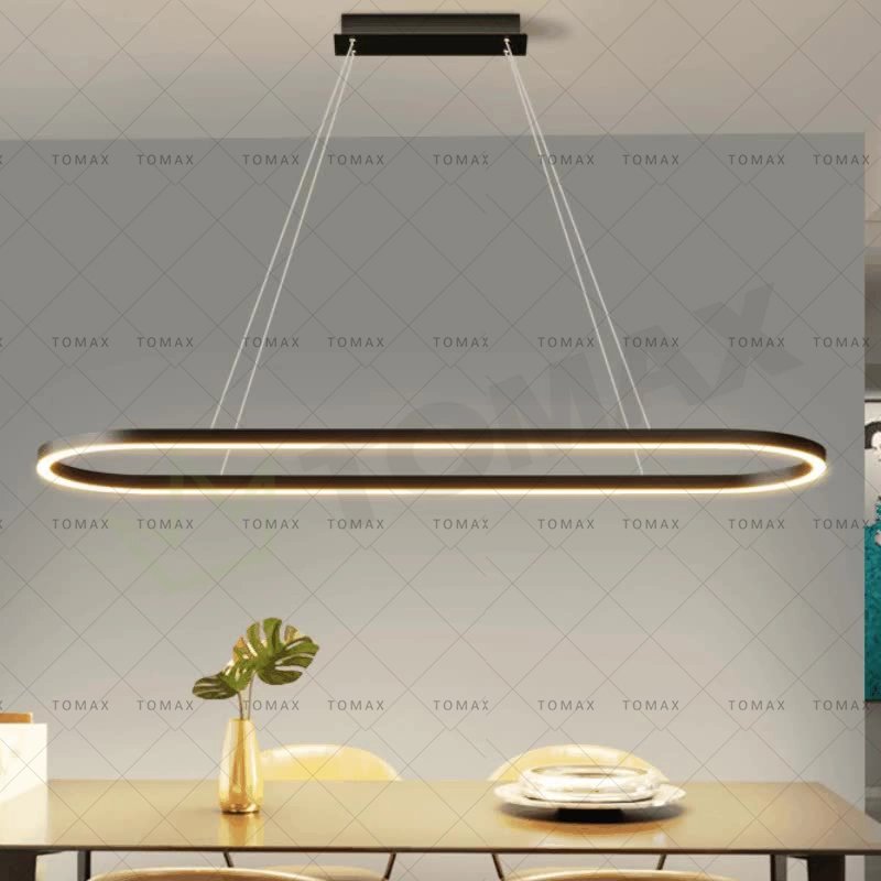 TOMAX 120CM/47INCH Oval Shade Black Pendant Lamp with Aluminum Restaurants and Offices