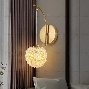 TOMAX 120*600/47*236INCH Luxurious LED Crystal Chandelier Wall Lamp with Iron Electroplated Stand