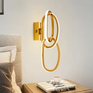 TOMAX 80CM/31INCH  Bedroom Stainless Steel Gold Luxury Wall Sconce Circle Rings Hotel Wall Lighting