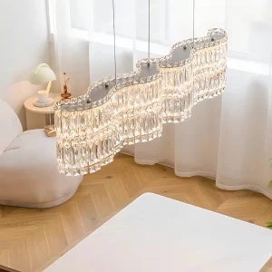 TOMAX 90CM/35INCH LED Dimmable Crystal Ceiling Light Fixture Modern Flower Chandelier with Remote Flush Mount Chandelier for Living Room