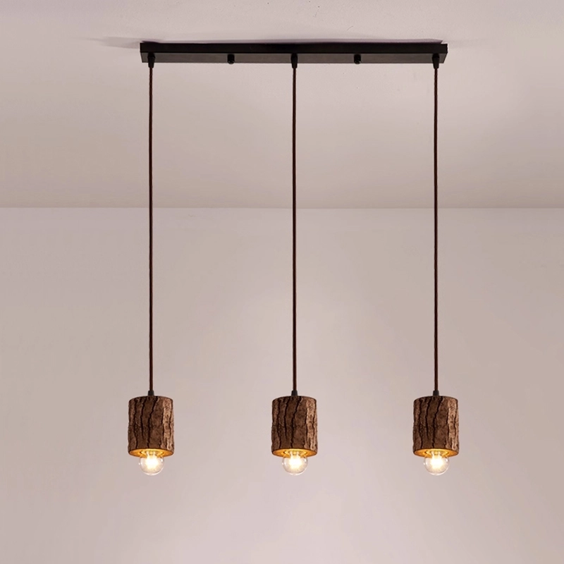 TOMAX 65CM/26INCH Woodgrain Finish 3-Lights Hanging Light Kitchen Island Dining Table