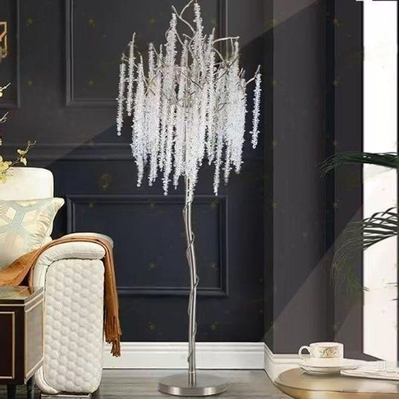 TOMAX 55CM/22INCH Romantic Crystal Floor Lamp Bedside Light Imitation Willow Design for Living Room