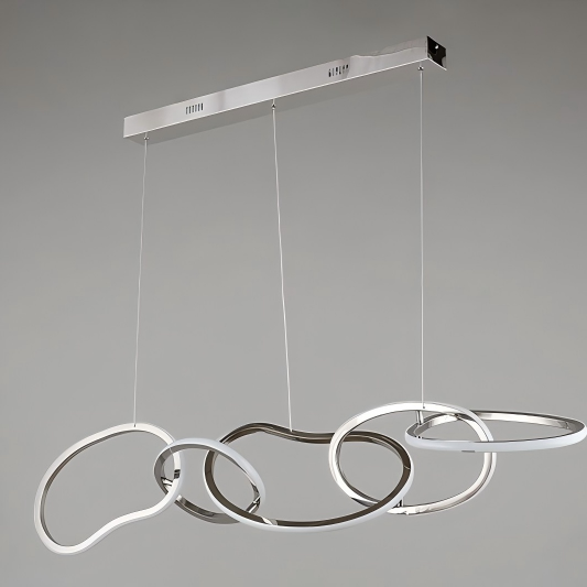 TOMAX 180CM/71INCH  6 Circle Rings Chrome Linear Pendant lighting Stainless Steel Dinging Room