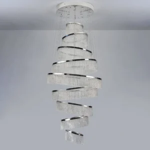 TOMAX D120XH300CM/47X118INCH Hall Center Light Design Crystal Chandelier for High Ceiling Entryway