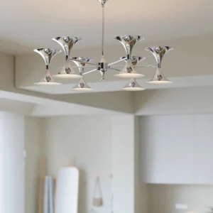 TOMAX D78CM/31INCH Chrome Trumpet Shape Chandelier for Master Bedroom and Living Room