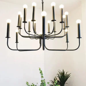TOMAX D90CM/35INCH Black Candle Style Chandelier For Living Room Entryway
