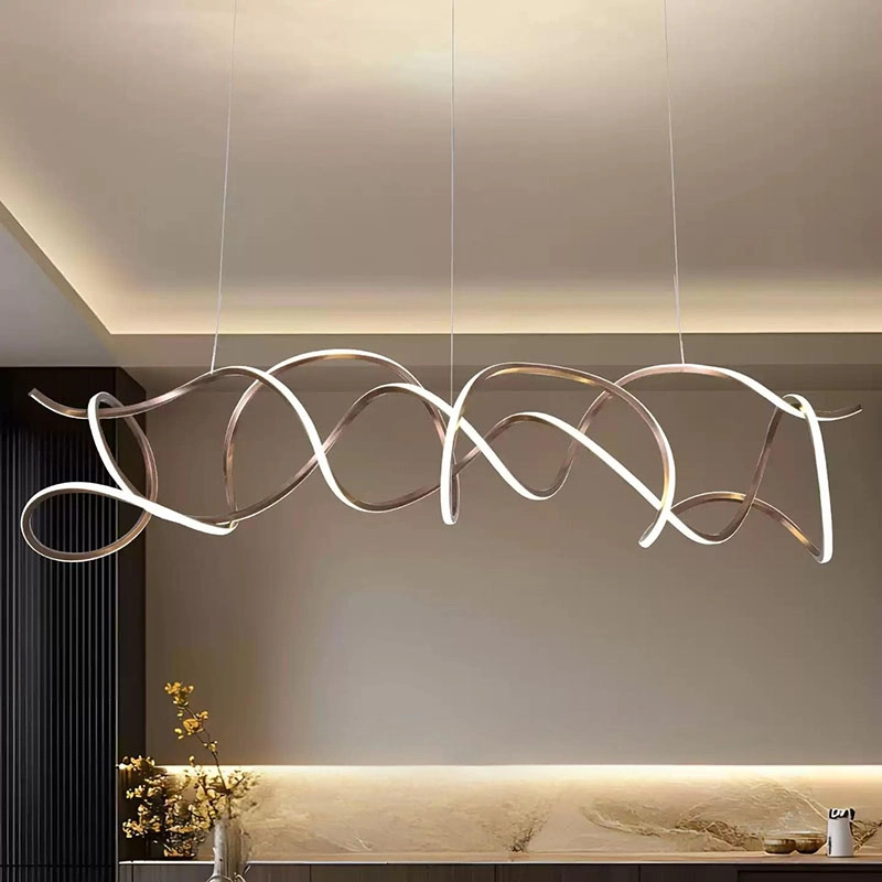 TOMAX 180CM/71INCH Minimalist Irregular Curved Chandelier for Kitchen Island Dining Room