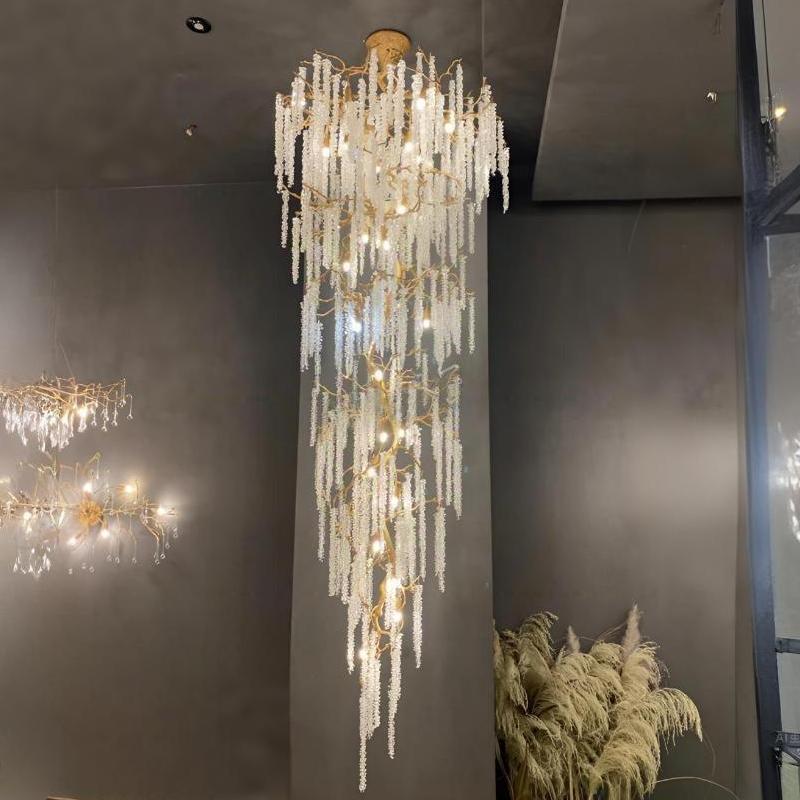 TOMAX D120*H280CM/47*110INCH Branching Chandelier Luxury Duplex High Ceiling Living Room