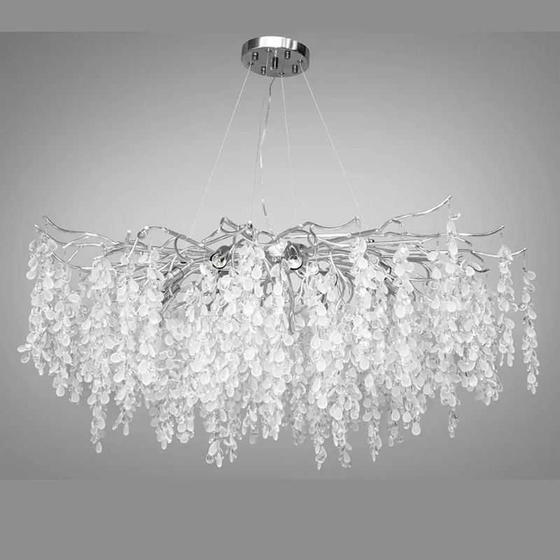 TOMAX L100CM/39INCH Modern Tree Branch Chandelier with Raindrop Crystal Doc Pendant Light for Living Room