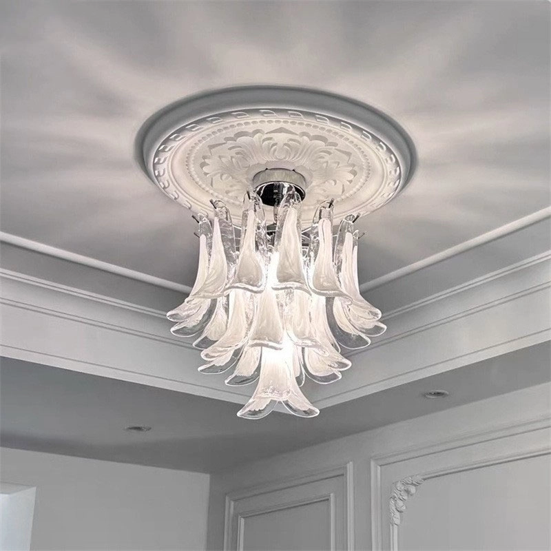 TOMAX D40CM/16INCH Luxury Murano Glass Flush Mount Ceiling Light Master Bedroom