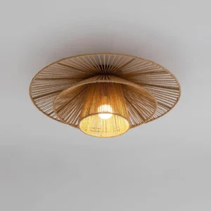 TOMAX D80CM/31INCH Modern Ceiling Light With Rattan Art For Retro Living Room Dining Room Homestay
