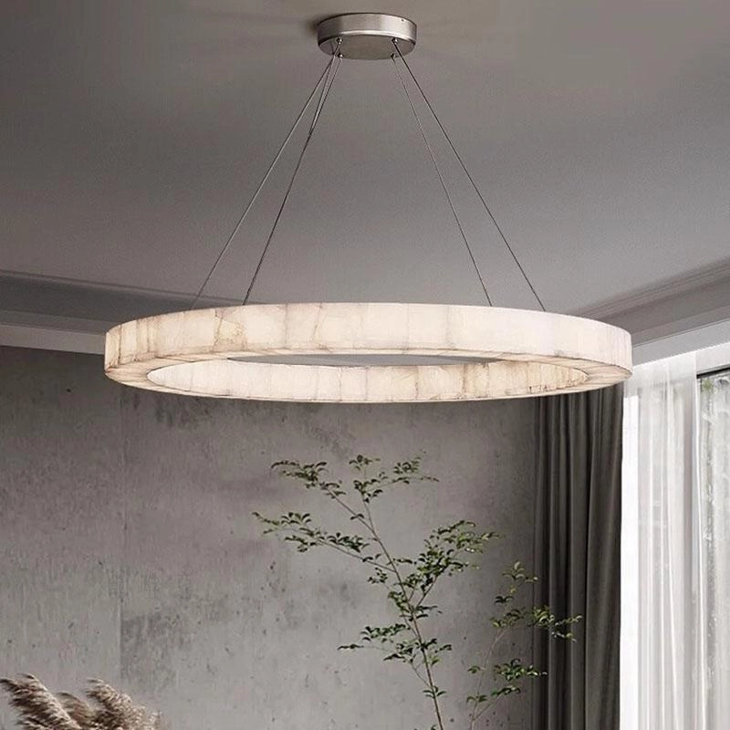 TOMAX D100CM/39INCH Luxury Natural Alabaster Pendant Lighting For Bedroom