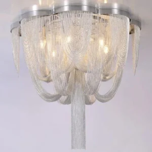 TOMAX D90CM/35INCH Modern Aluminum Chain Tassel Ceiling Light Suitable For Restaurants Villas And Hotel Lobbies